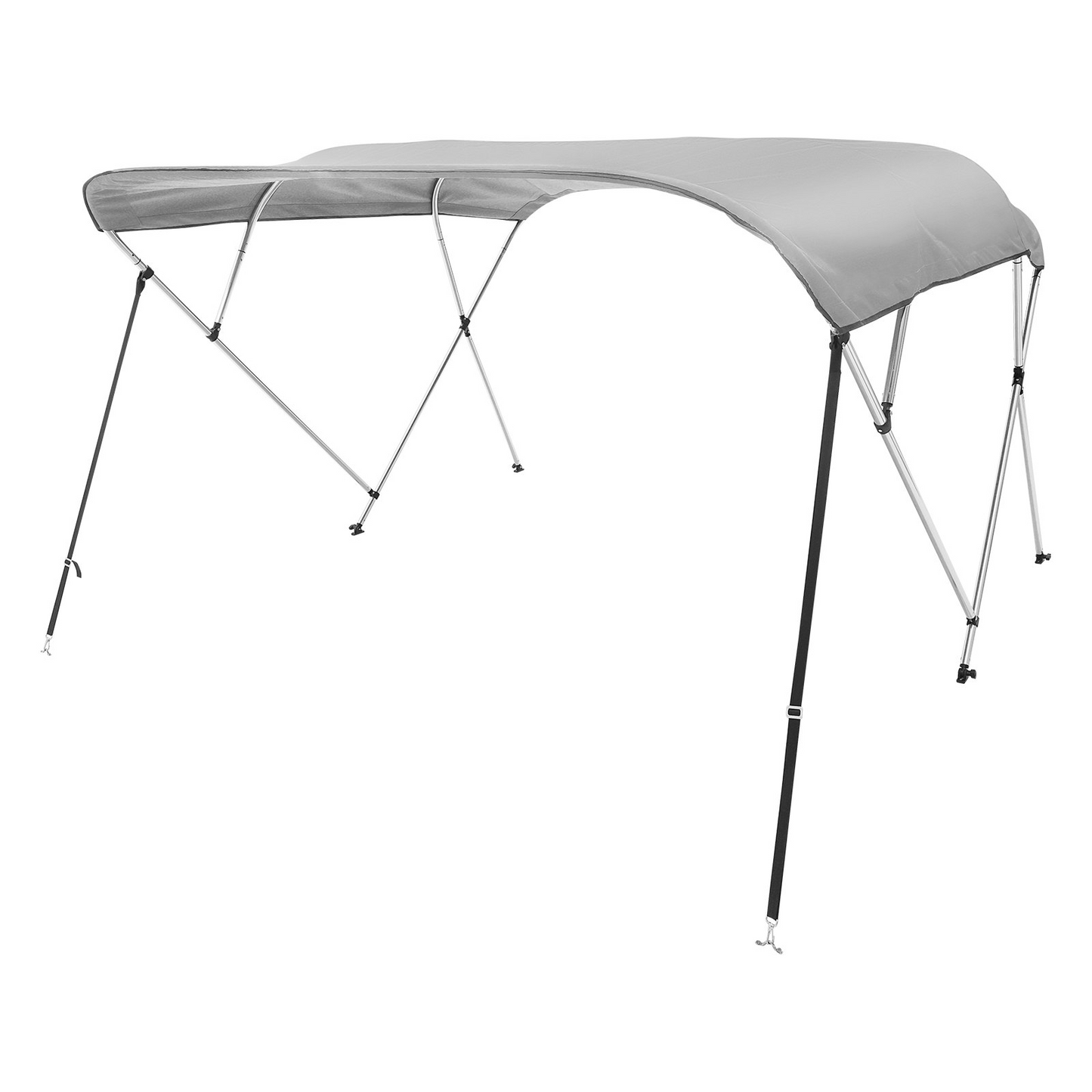 VEVOR 4 Bow Bimini Top Boat Cover, 900D Polyester Canopy with 1" Aluminum Alloy Frame, Waterproof and Sun Shade, Includes Storage Boot, 2 Support Poles, 4 Straps, 8'L x 54"H x 91"-96"W, Light Grey