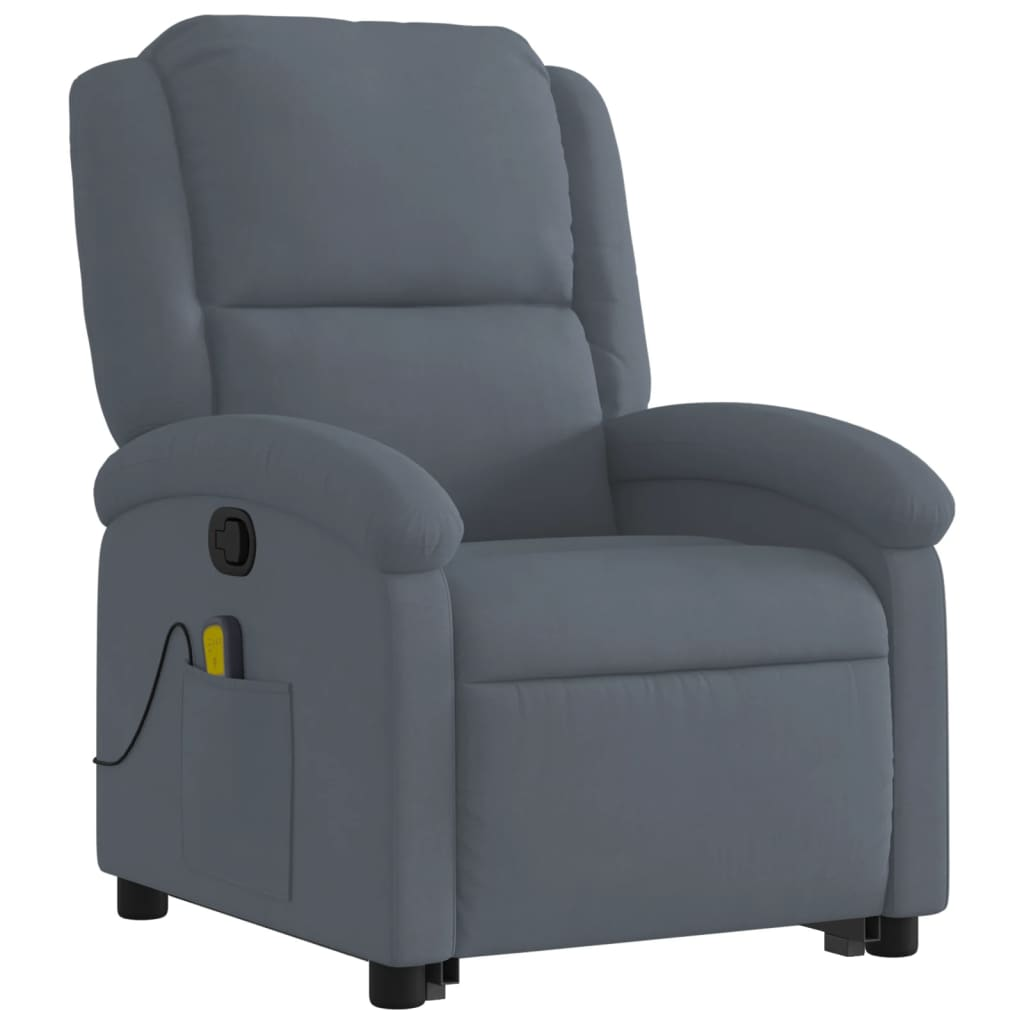 vidaXL Stand up Massage Recliner Chair Dark Gray Velvet - fashion finesse accessories