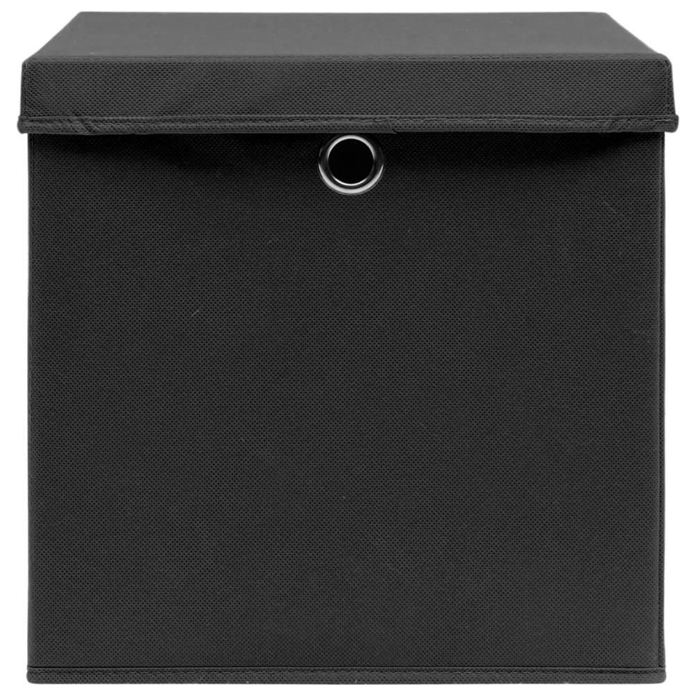 Storage Boxes with Lids 4 pcs Black - 12.6"x12.6"x12.6" Fabric | Durable and Foldable