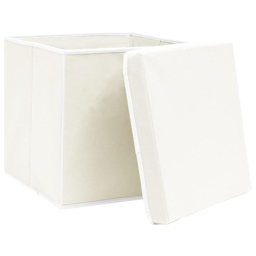 Storage Boxes with Lids 4 pcs White 12.6"x12.6"x12.6" Fabric