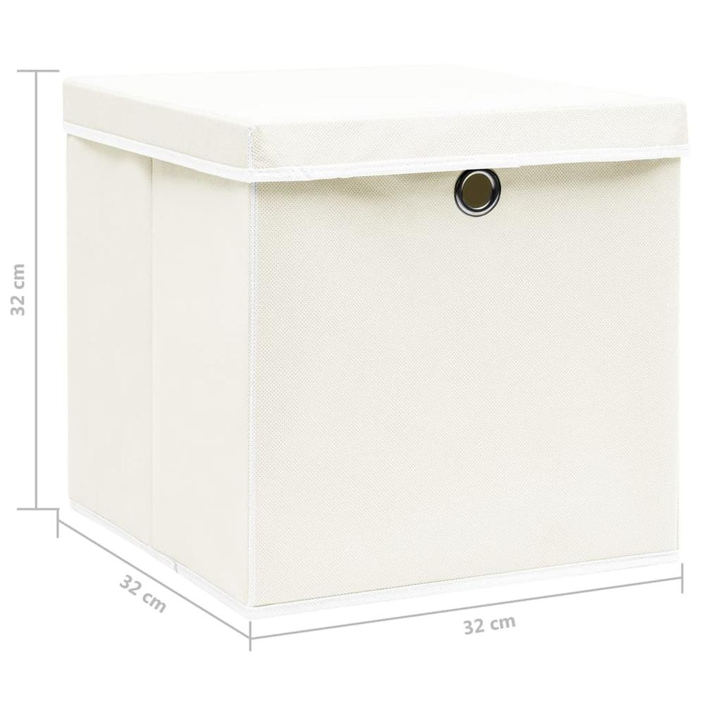 Storage Boxes with Lids 4 pcs White 12.6"x12.6"x12.6" Fabric