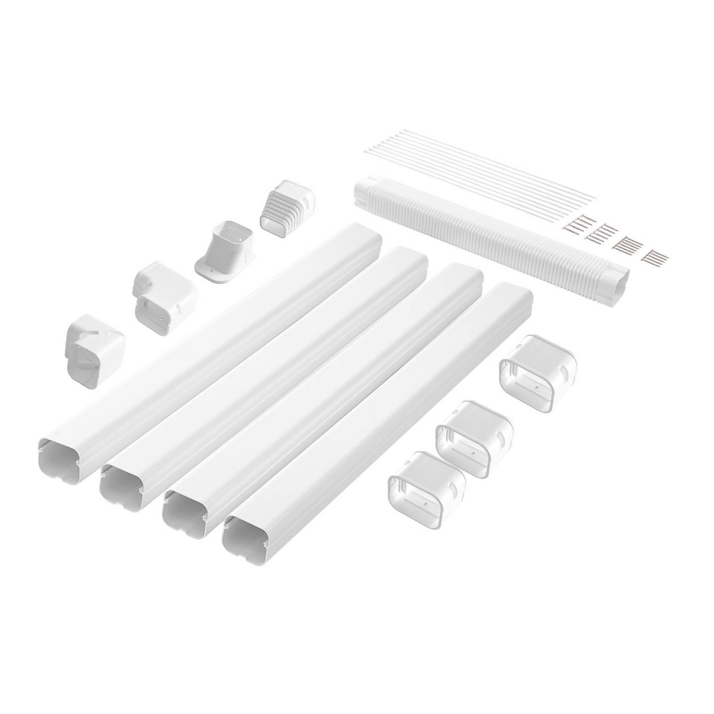 VEVOR Mini Split Line Set Cover 3-inch W 15.8Ft L, PVC Decorative Pipe Line Cover For Air Conditioner with 4 Straight Ducts & Full Components Easy to Install, Paintable for Heat Pumps, White