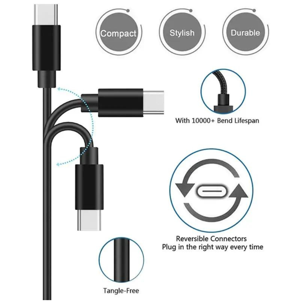 3-Pack Charger Type C Cable 3FT - 10FT - Fast Charging and Data Syncing