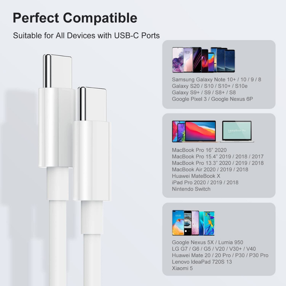 Type-C to Type-C Fast Charger Cable - High-Speed Charging and Data Transmission