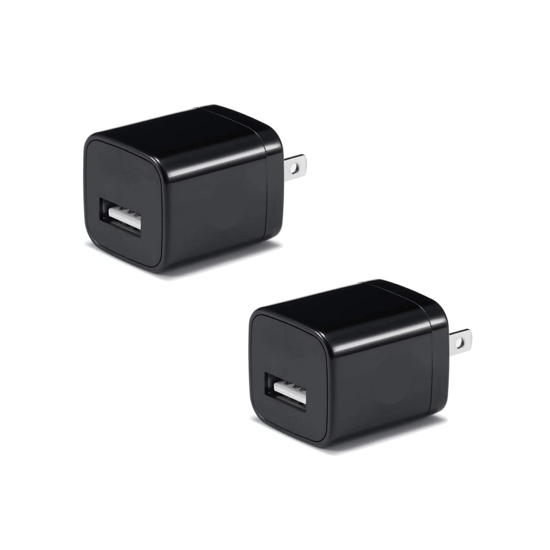 2-Pack Black 1A USB Power Adapter Wall Charger - Portable and Versatile Charging Solution