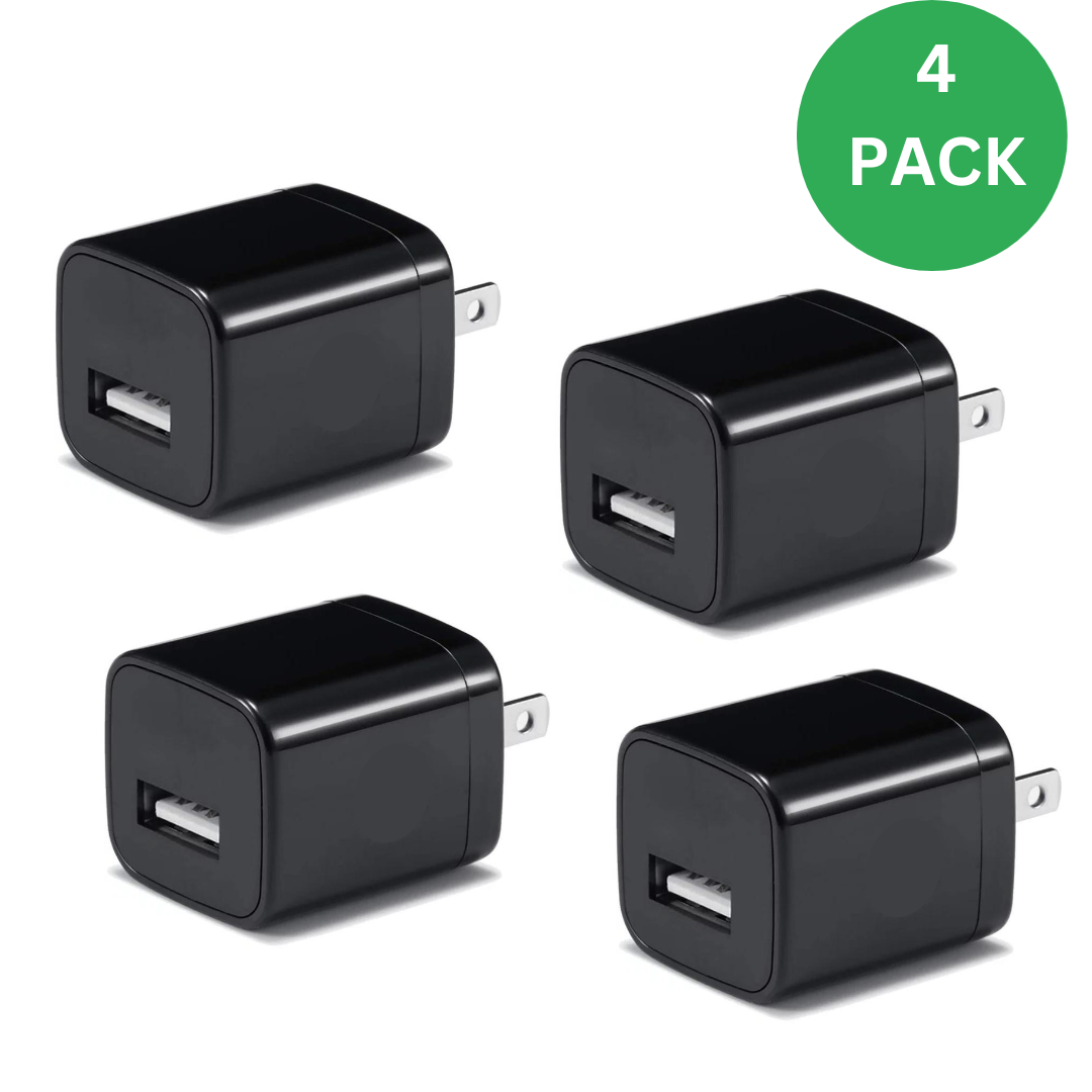 4-Pack USB Wall Charger 1A/5V US Wall Plug - High-Quality, Portable, and Versatile