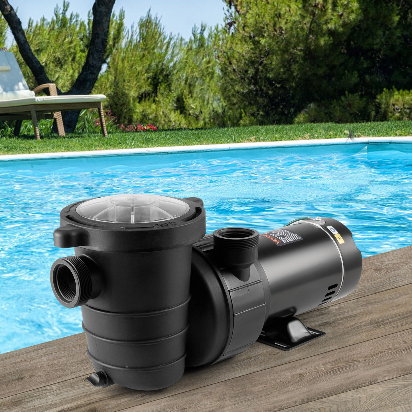 VEVOR Above Ground Pool Pump, 1HP, 80 GPM Max. Flow Single Speed Swimming Pool Pump, 120V 3450 RPM 36 ft Max. Head Lift Pool Pump with Filter Basket, for Above Ground Pools Hot Tubs Spas, UL Certified