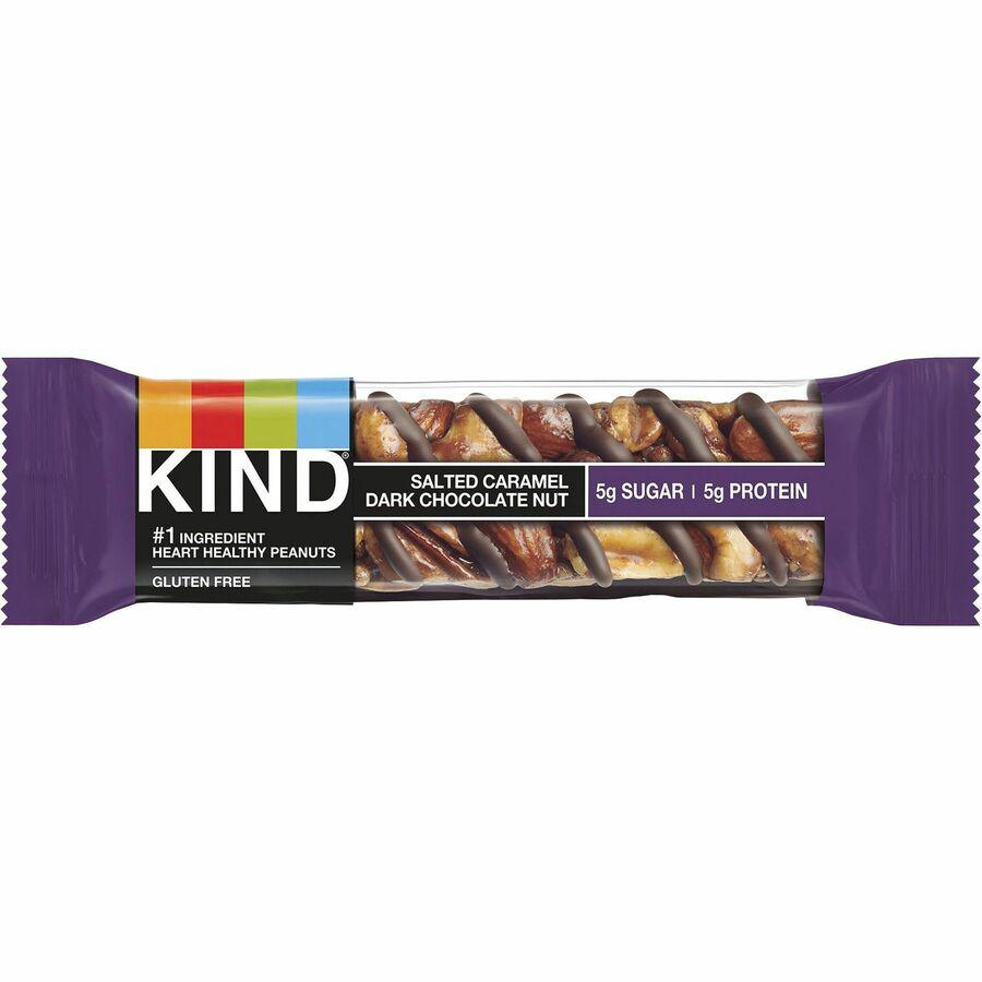 KIND Salted Caramel Dark Chocolate Nut Bars - Gluten-free, Trans Fat Free, Sulfur dioxide-free, Low Sodium, No Artificial Flavor, Low Glycemic - Salted Caramel Dark Chocolate Nut - 1.40 oz - 12 / Box