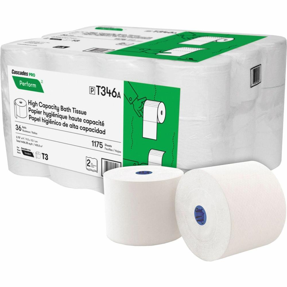 Cascades Tandem Bathroom Tissue - 2 Ply - 1175 Sheets/Roll - 1.18" Core - 36 Rolls Per Container - 1 Case