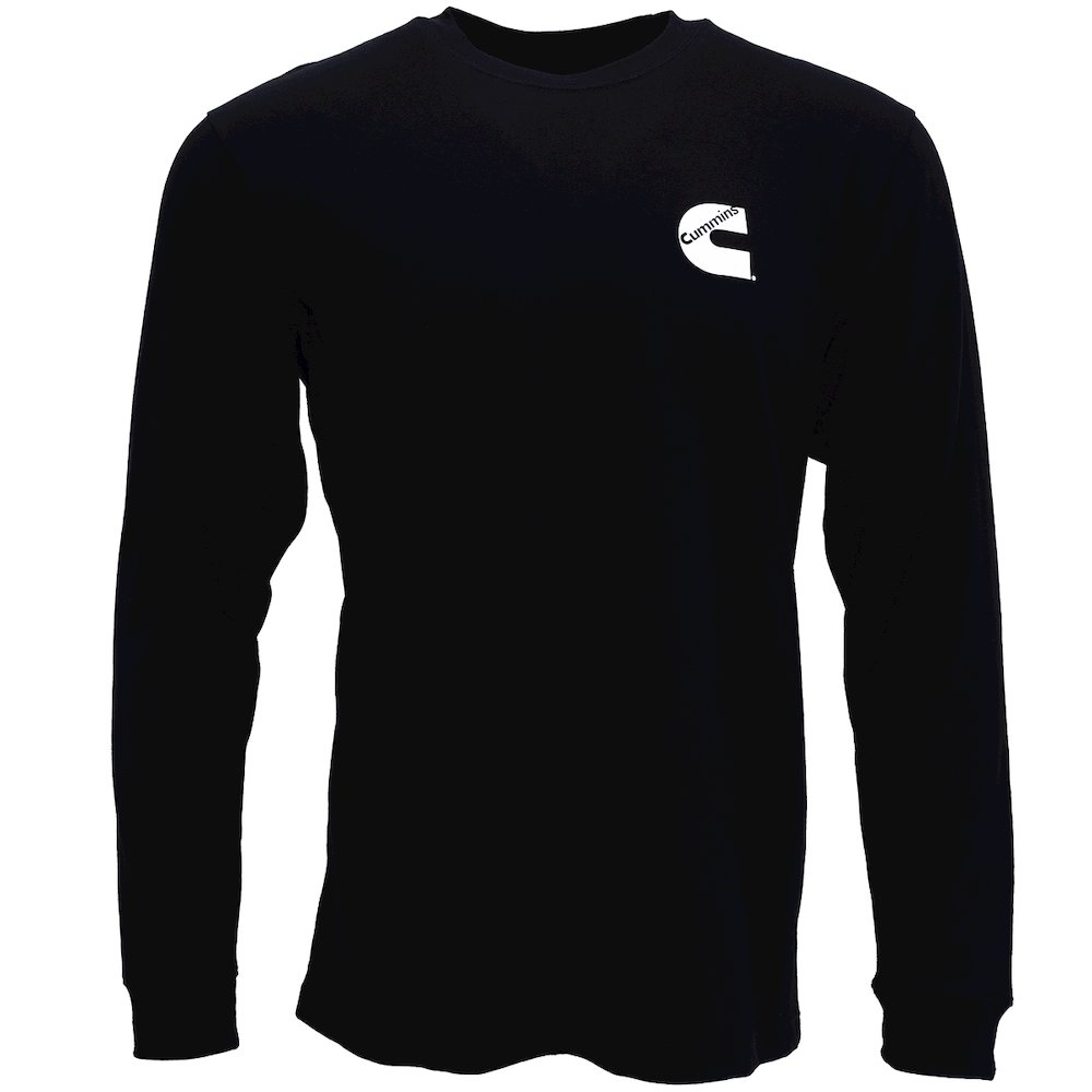 Cummins Unisex Long Sleeve T-shirt - Premium Black 100% Cotton Tee (2XL) - Comfort Fit, Durable & Stylish