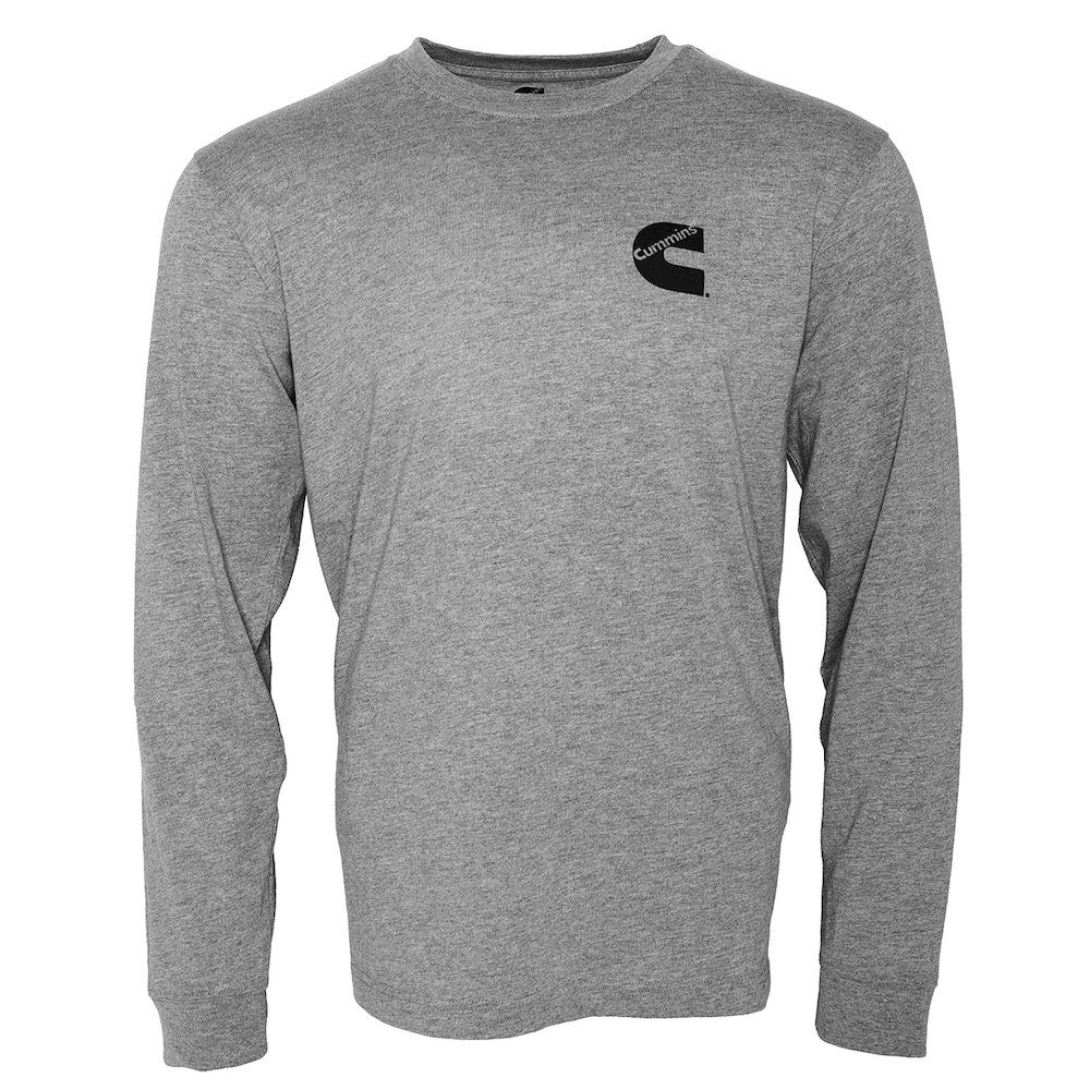 Cummins Unisex Long Sleeve Cotton Blend T-shirt in Sport Gray - Small | Heavyweight, Tagless, Comfortable & Durable Tee