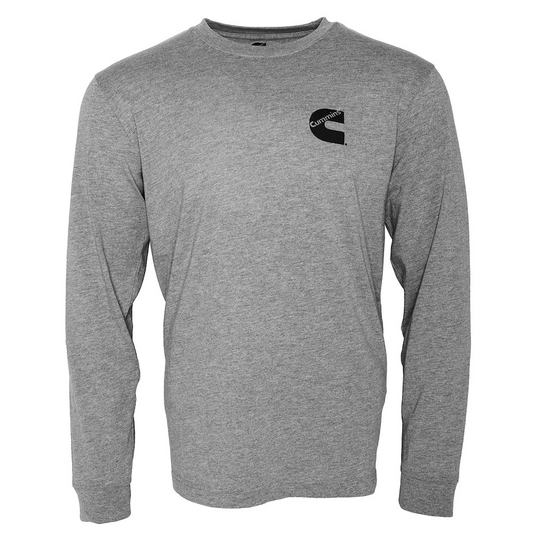 Cummins Unisex Long Sleeve Cotton Blend T-shirt in Sport Gray - Small | Heavyweight, Tagless, Comfortable & Durable Tee