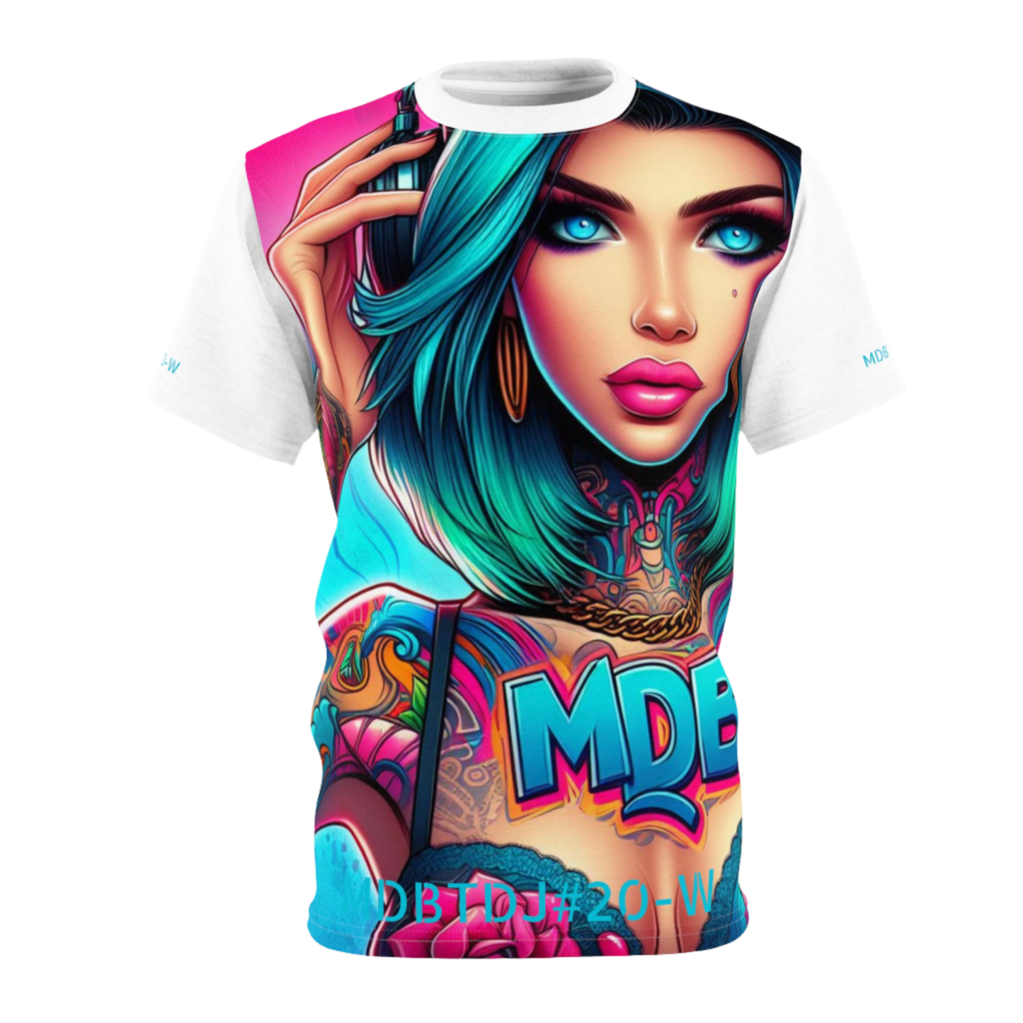 MDBTDJ#20-W Premium Art Tee Shirt - Tattooed Dj's Limited Edition - Unisex - Breathable & Soft Microfiber Knit - Made in USA