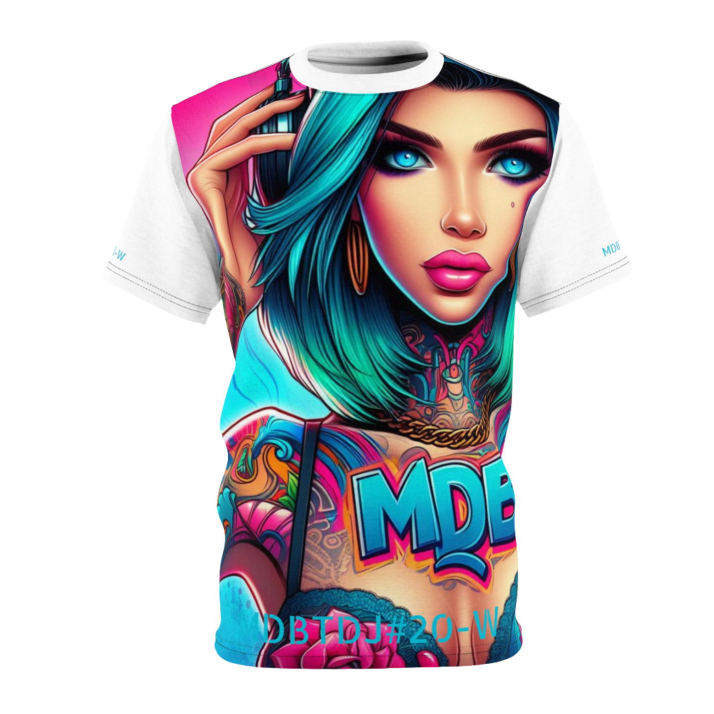 MDBTDJ#20-W Premium Art Tee Shirt - Tattooed Dj's Limited Edition - Unisex - Breathable & Soft Microfiber Knit - Made in USA