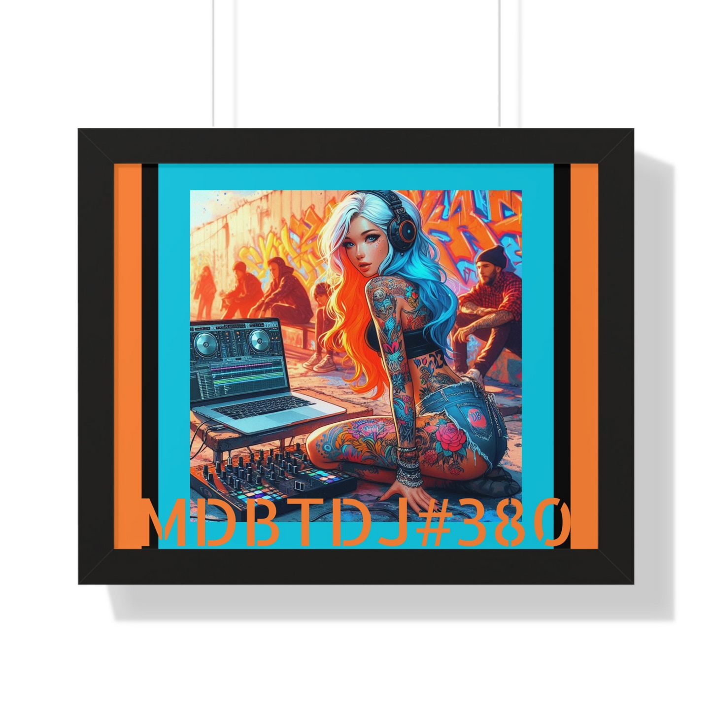 MDBTDJ#380 20x16 Limited Edition Tattooed DJ's Framed Horizontal Poster Wall Decor - Stylish Matte Finish with Premium Hanging Kit, Available in Black, Walnut, and White Frames