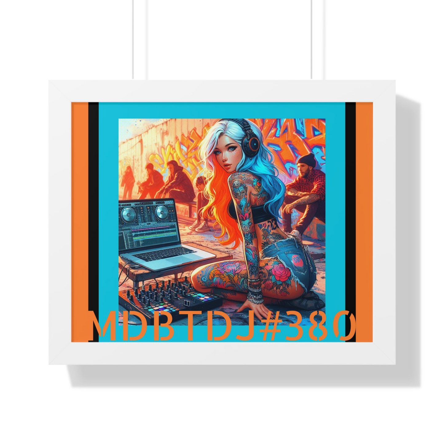 MDBTDJ#380 20x16 Limited Edition Tattooed DJ's Framed Horizontal Poster Wall Decor - Stylish Matte Finish with Premium Hanging Kit, Available in Black, Walnut, and White Frames