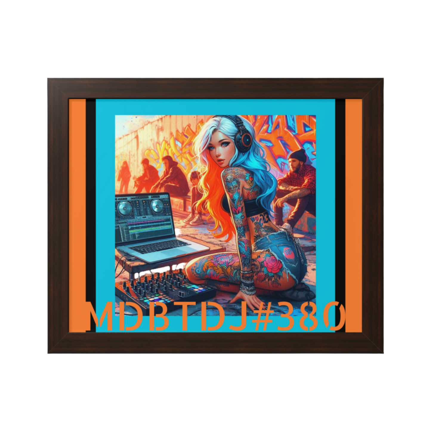 MDBTDJ#380 20x16 Limited Edition Tattooed DJ's Framed Horizontal Poster Wall Decor - Stylish Matte Finish with Premium Hanging Kit, Available in Black, Walnut, and White Frames