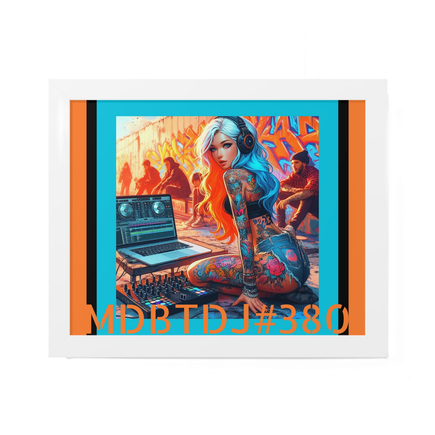 MDBTDJ#380 20x16 Limited Edition Tattooed DJ's Framed Horizontal Poster Wall Decor - Stylish Matte Finish with Premium Hanging Kit, Available in Black, Walnut, and White Frames