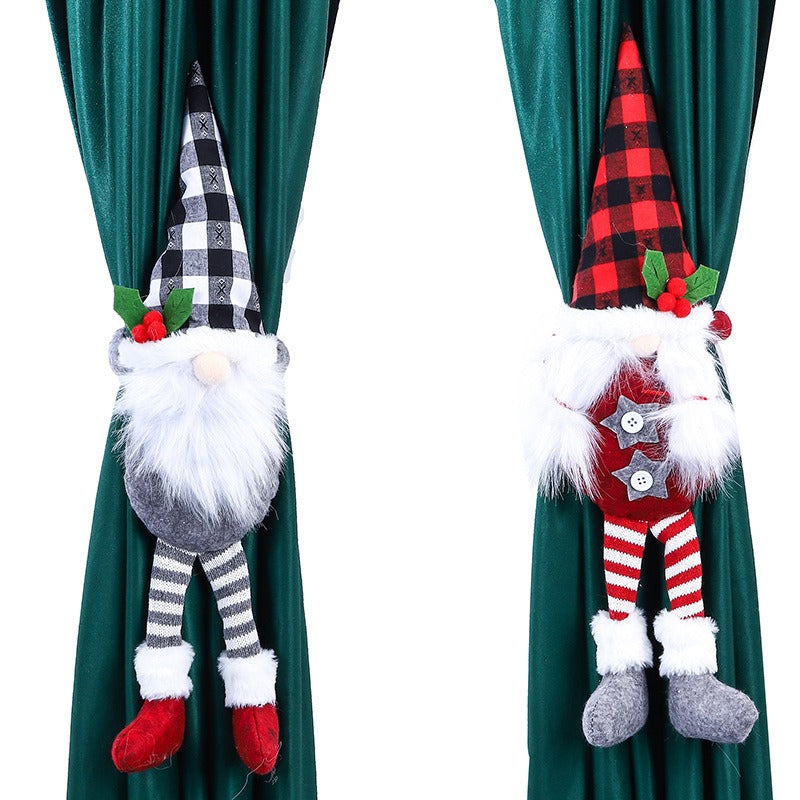 Christmas Decoration Supplies Forest Elderly Curtain Buckle Faceless Doll Doll Curtain Binding Rope Creative Door Hanging