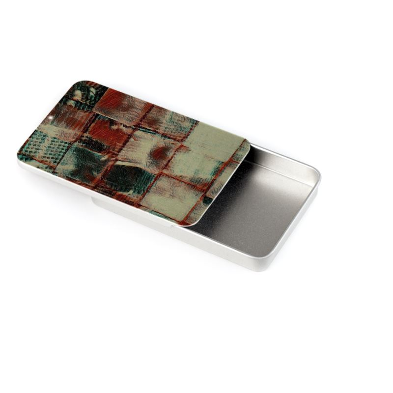 Sleek Designer Business Card Tin - Holds 20-30 Cards, Locking Slide Lid, Custom Printed Metallic Case