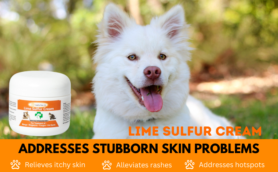 Lime Sulfur Pet Skin Cream - Effective Relief for Itchy, Dry Skin & Parasite Infestations