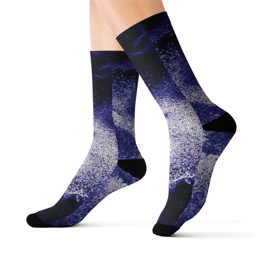 Comfortable Purple Sublimation Socks - Stylish Unisex Design, Multiple Sizes