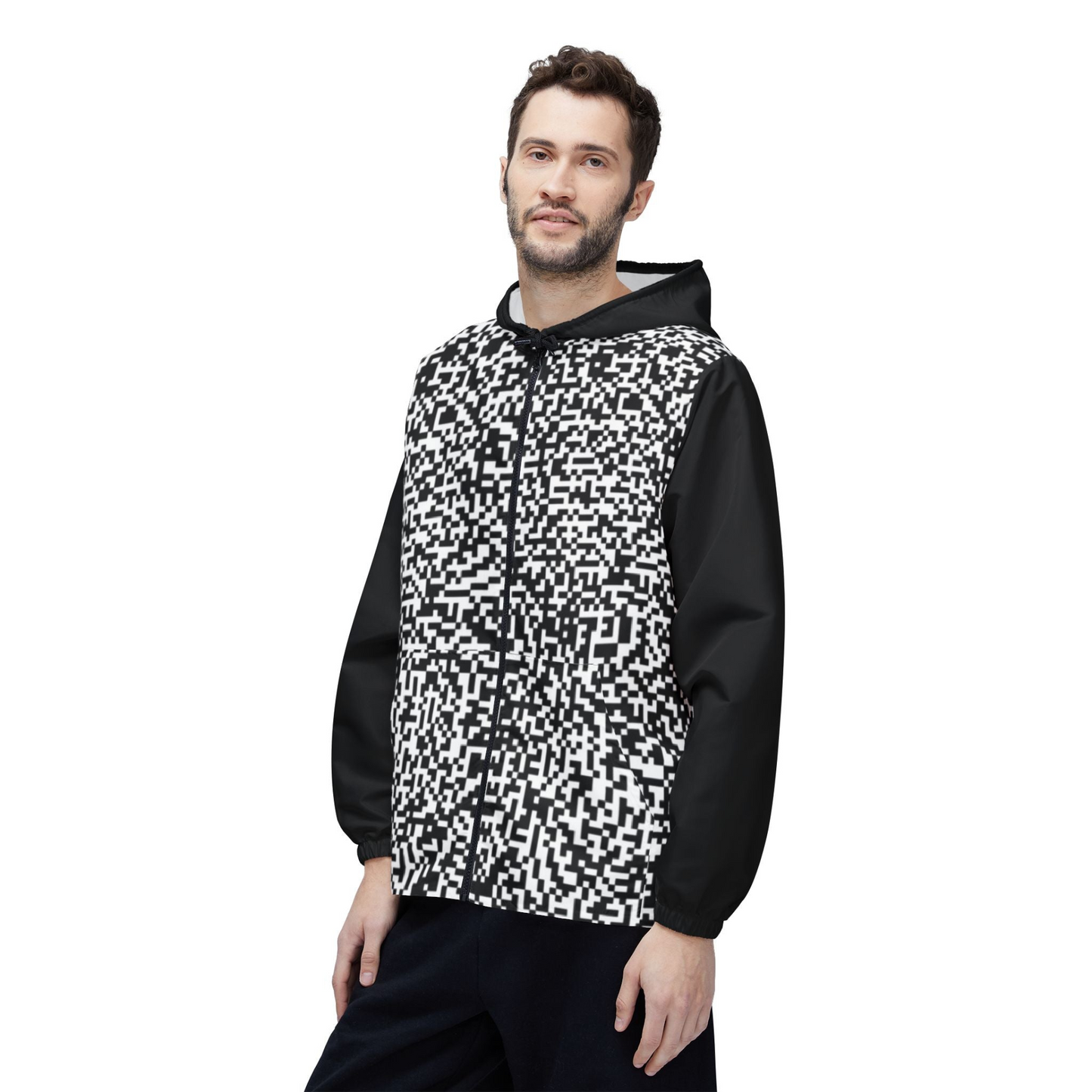 Windbreaker Jacket with QR Code Design - Unisex, Lightweight, Perfect Fit