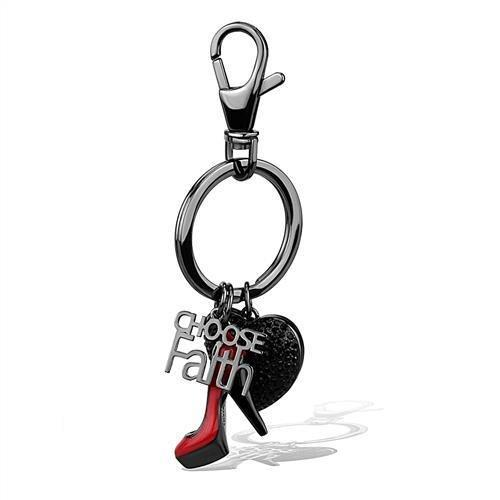 TK2795 - IP Light Black  (IP Gun) Stainless Steel Key Ring with Top Grade Crystal  in Jet