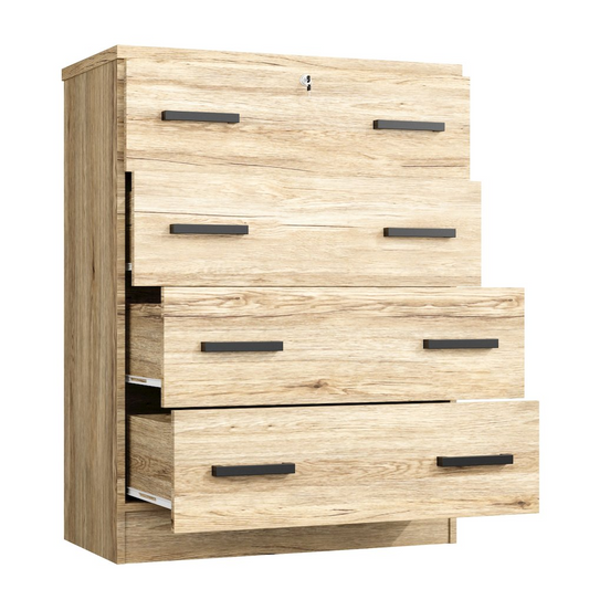 Elegant 4-Drawer Chest in Natural Oak Color - Durable & Easy to Assemble Storage Solution