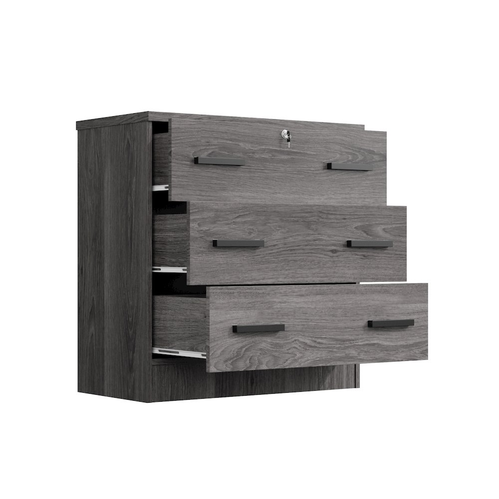 Stylish 3 Drawers Chest in Grey Color - Durable MDF Construction, Spacious Storage for Bedroom & Home