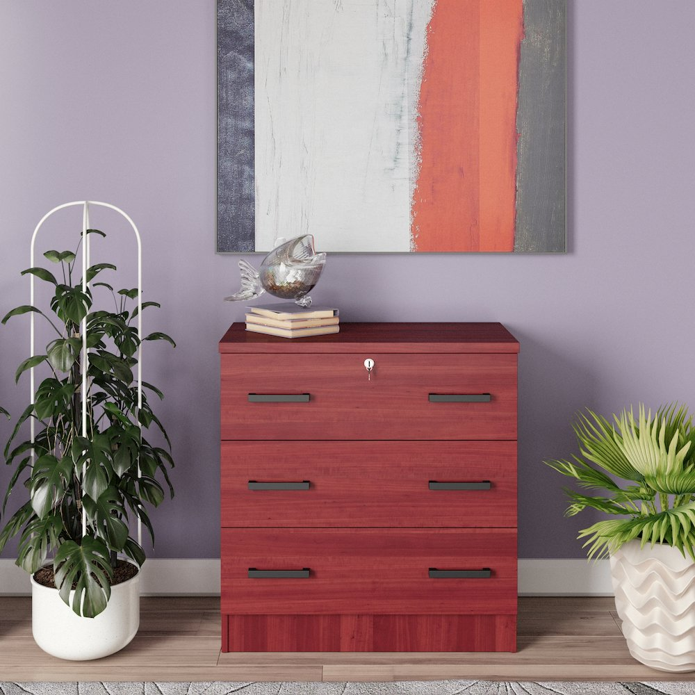 Elegant 3 Drawers Chest in Mahogany Color - Durable & Stylish Storage Solution