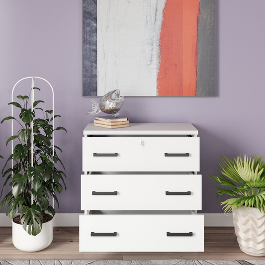 Modern Wooden 3-Drawer Chest in White – Stylish & Functional Storage Solution