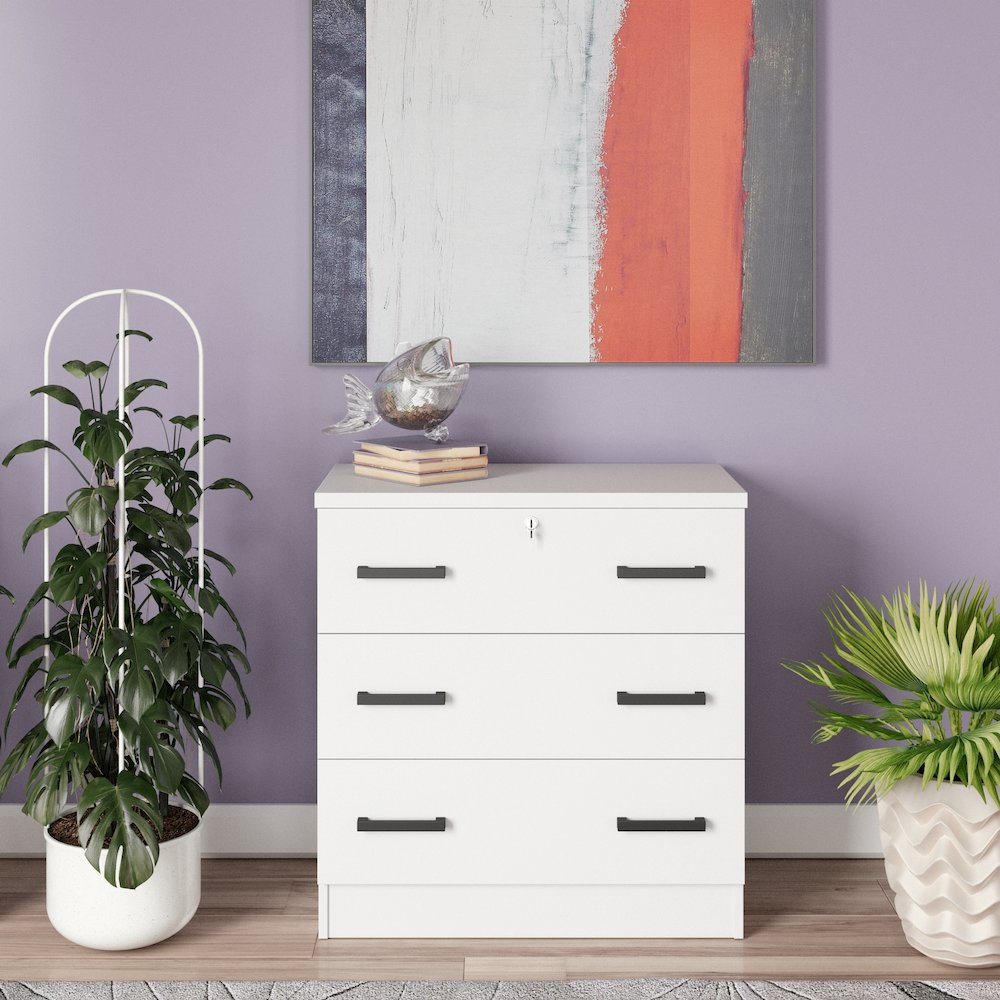 Modern Wooden 3-Drawer Chest in White – Stylish & Functional Storage Solution