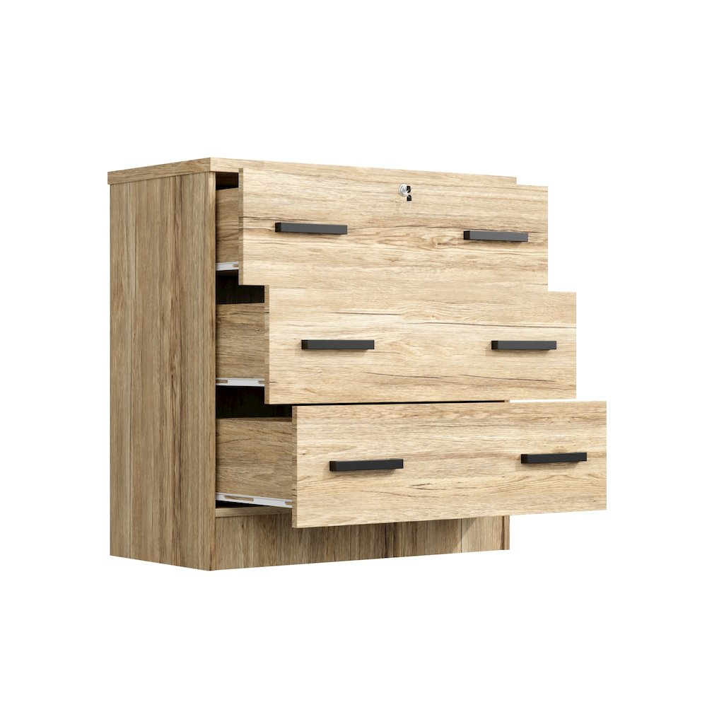 Elegant 3 Drawers Chest in Natural Oak | Durable Wooden Bedroom Dresser