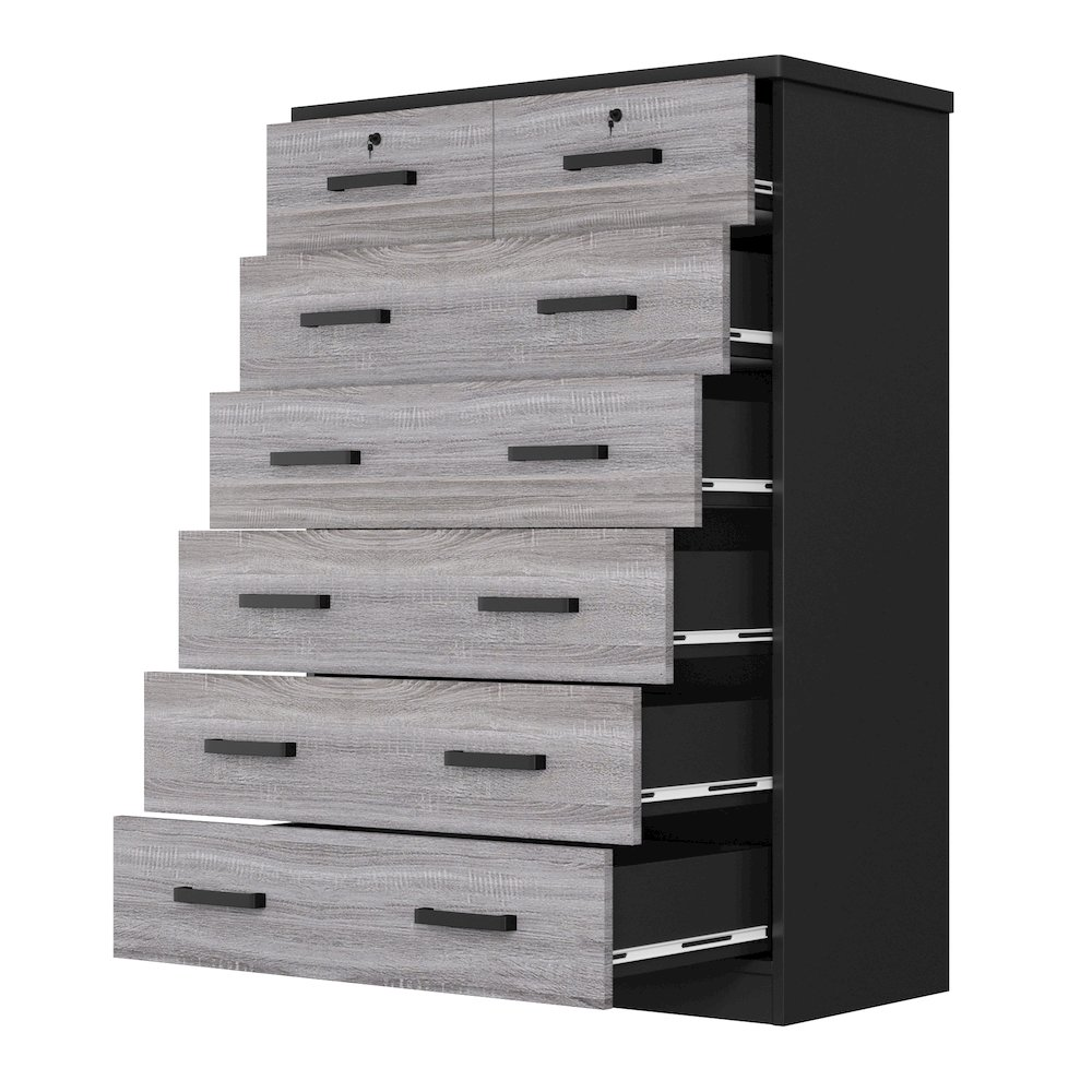 Cindy 7 Drawer Chest in Black & Grey - Elegant Storage Solution for Modern Homes