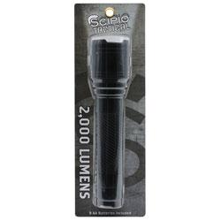 Scipio Tactical LED Flashlight 1903021R - 2000 Lumens 3-Mode Light Beam - Black