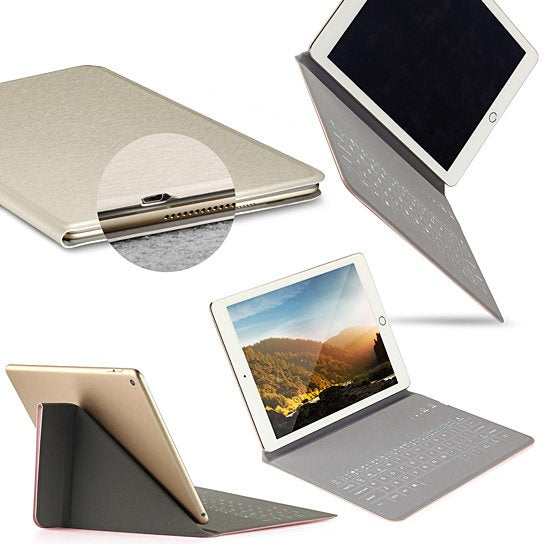 Ultra Thin Apple iPad Case with Touch Sensor Surface Keyboard and Stand - Spillproof, Bluetooth