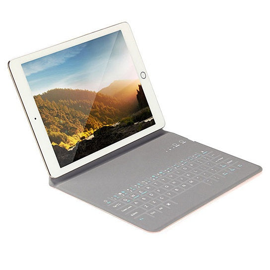 Ultra Thin Apple iPad Case with Touch Sensor Surface Keyboard and Stand - Spillproof, Bluetooth