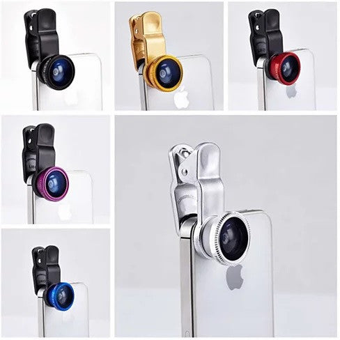 3-in-1 Universal Clip on Smartphone Camera Lens - 6 Colors - fashion finesse accessories