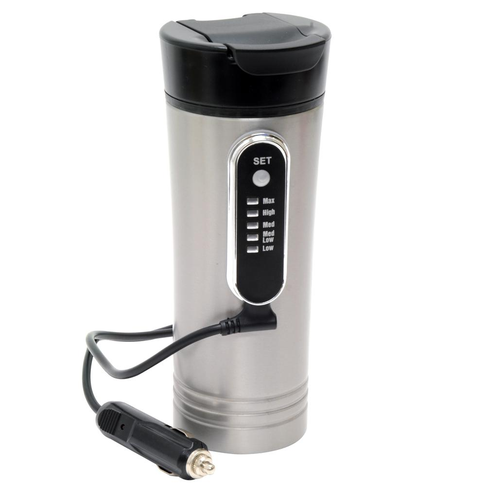 RoadPro RP0719 12-Volt 15oz Electric Coffee Mug Heated 12v Self-Heating Coffee Cup