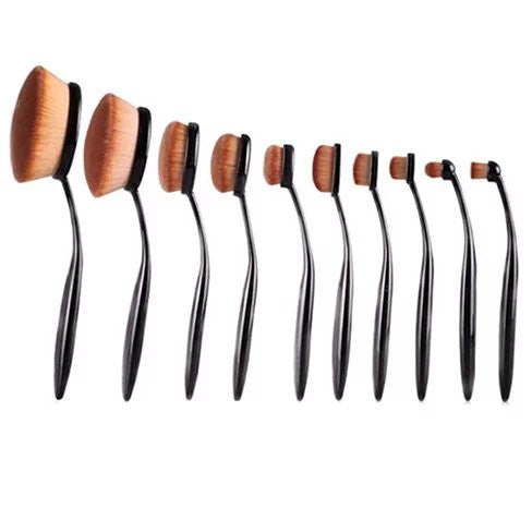 Beauty Experts Set of 10 Oval Beauty Brushes - fashion finesse accessories