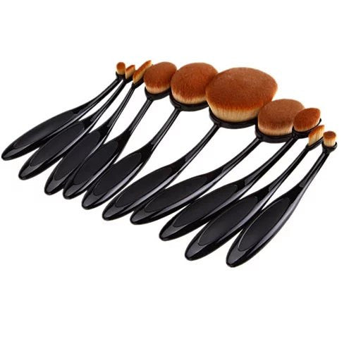 Beauty Experts Set of 10 Oval Beauty Brushes - fashion finesse accessories