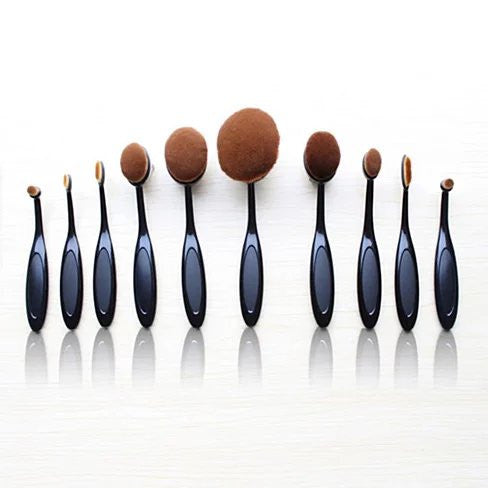 Beauty Experts Set of 10 Oval Beauty Brushes - fashion finesse accessories