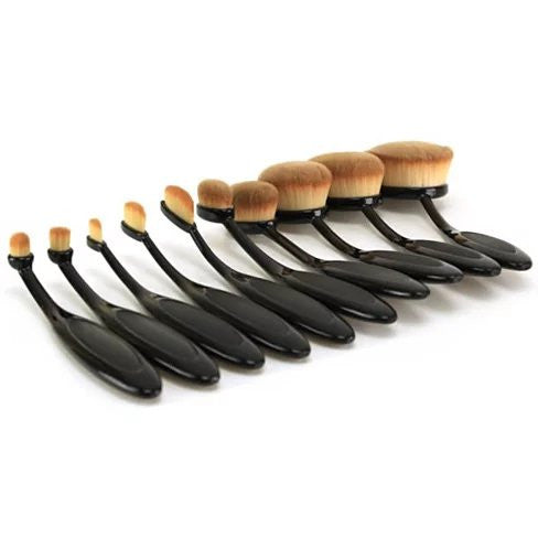 Beauty Experts Set of 10 Oval Beauty Brushes - fashion finesse accessories