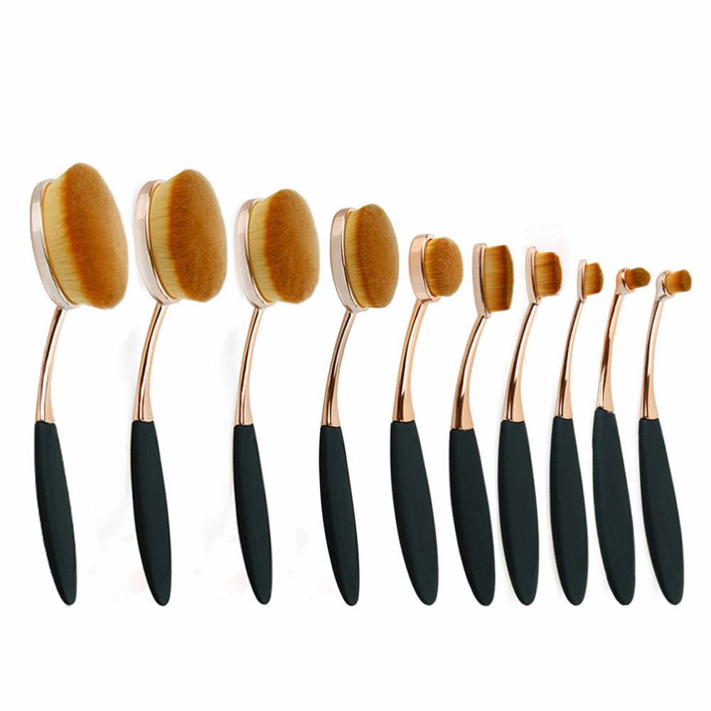 Beauty Experts Set of 10 Oval Beauty Brushes - fashion finesse accessories