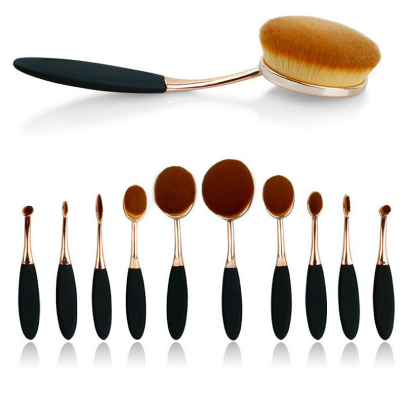 Beauty Experts Set of 10 Oval Beauty Brushes - fashion finesse accessories