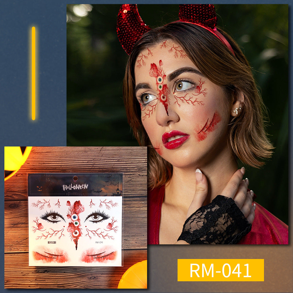 Halloween scar tattoo stickers, simulated facial fake wounds, horror stickers, face stickers, waterproof makeup stickers