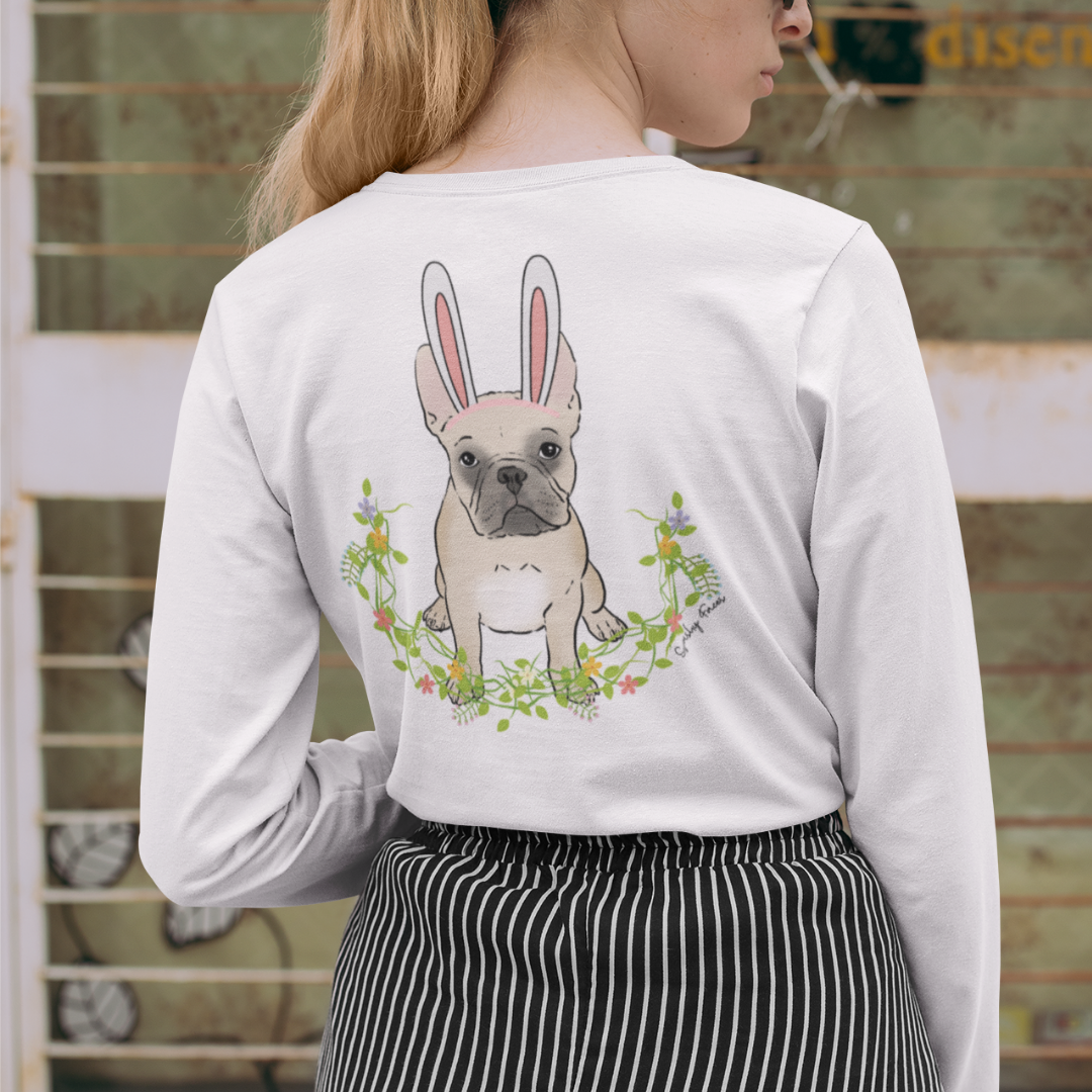 Stella Bunny Long Sleeve - Garment Dyed Unisex Shirt with Front Logo and Back Print