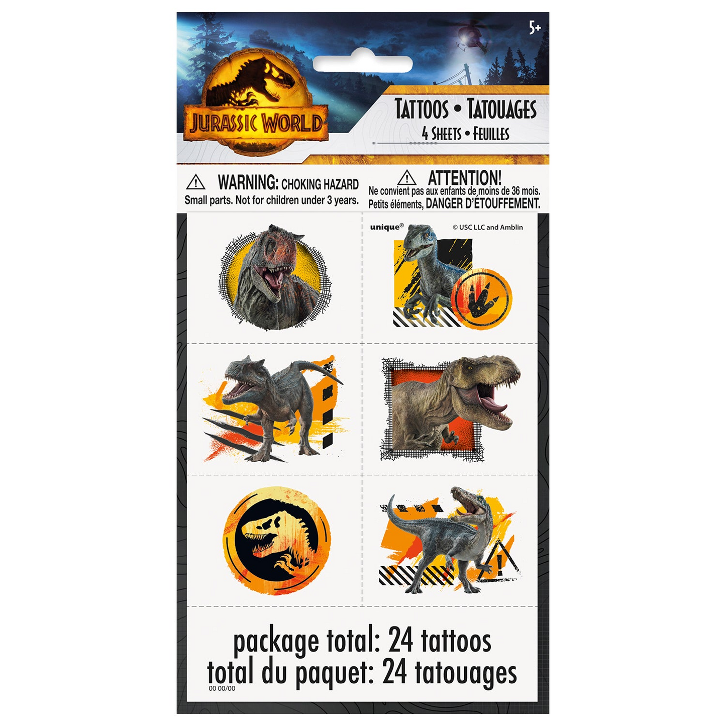 Jurassic World Dominion Temporary Tattoo Sheets [4 per Pack] - fashion finesse accessories