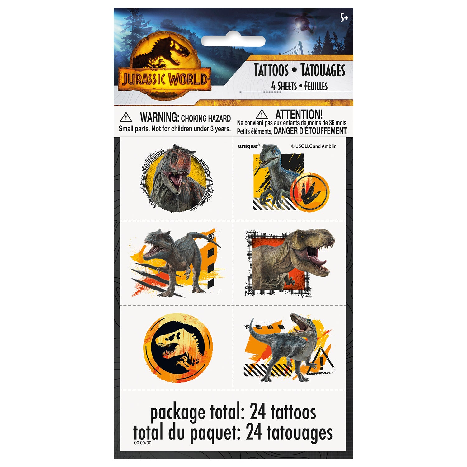 Jurassic World Dominion Temporary Tattoo Sheets [4 per Pack] - fashion finesse accessories